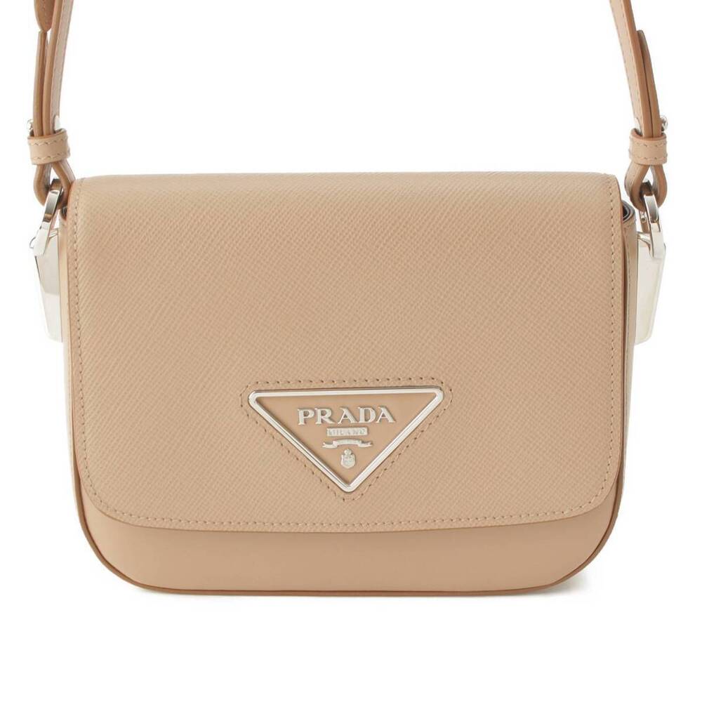 Prada Identity Saffiano Leather Shoulder Bag Beige